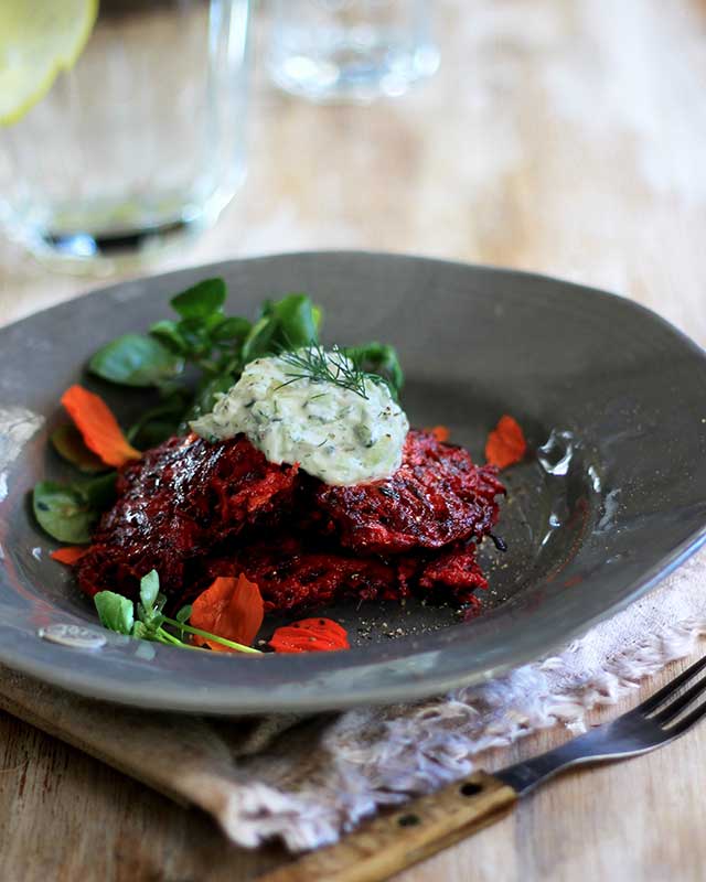 Carrot and beetroot fritters